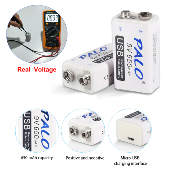 Аккумулятор типа «Крона» - PALO Li-Ion 9V (литий-ионный) Донецк