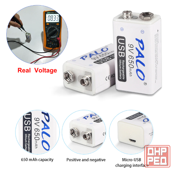 Аккумулятор типа «Крона» - PALO Li-Ion 9V (литий-ионный) Донецк - изображение 3