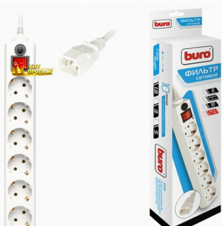Сетевой Фильтр Buro 600sh-1.8-ups-w 1.8м (6 Розеток) Белый (коробка) - арт:6698 Макеевка