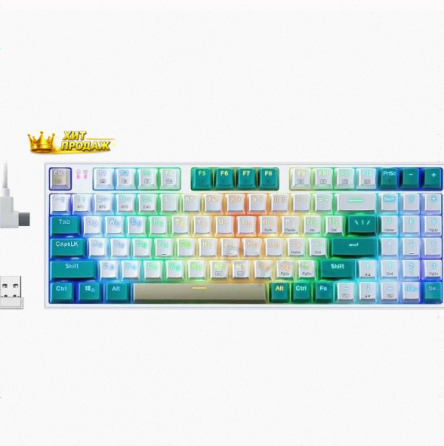 Игровая Клавиатура Redragon Veigar ru, Rgb, bt+2.4g, Бело-голубой, Беспроводная - арт:2870 Макеевка