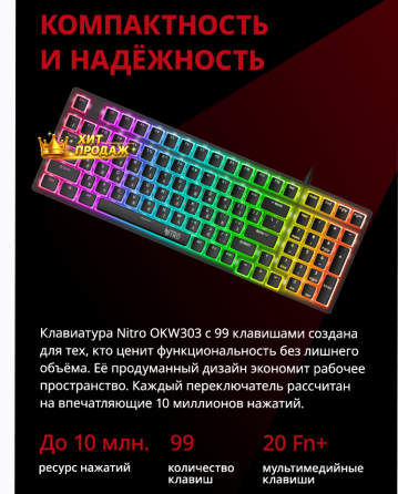 Клавиатура Acer Nitro Okw303, Русские и Английские Буквы (zl. Kbdcc.01d) - арт:3733 Макеевка