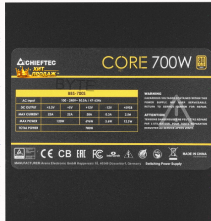 Блок Питания Chieftec Core 700w [core Bbs-700s] Черный - арт:9875 Макеевка