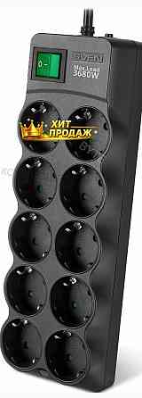 Сетевой Фильтр Sven sf-10e-16 3680 вт, 10 Розеток, 3 м, Черный - арт:7498 Макеевка