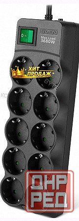 Сетевой Фильтр Sven sf-10e-16 3680 вт, 10 Розеток, 3 м, Черный - арт:7498 Макеевка - изображение 1