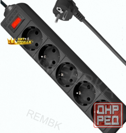 Сетевой Фильтр Defender es, 5.0 м, 5 Розеток, Черный - арт:4837 Макеевка - изображение 1