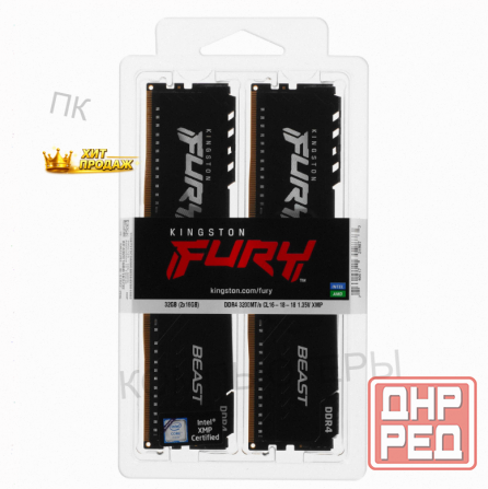 Оперативная Память Kingston kf432c16bb1k2/32wp, 32gb (2x16gb) 3200mt/s Ddr4 cl16 Dimm, Че - арт:3256 Донецк - изображение 3