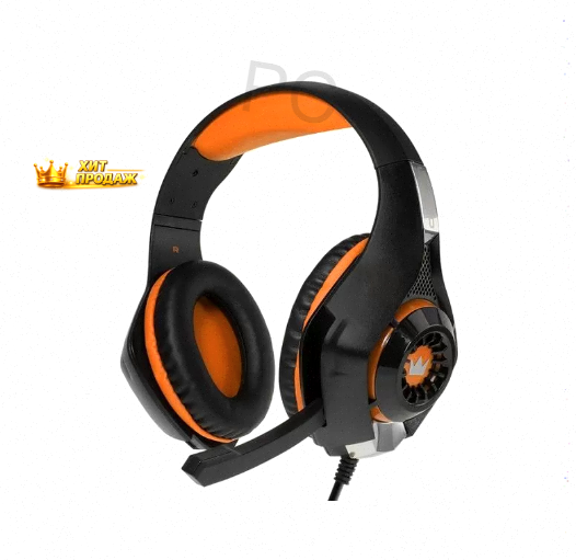Наушники Crown Cmgh-101t, Игровые, Полноразмерные, Микрофон, 3.5 мм, 2.1 м, чёрно-оранжев - арт:1245 Макеевка