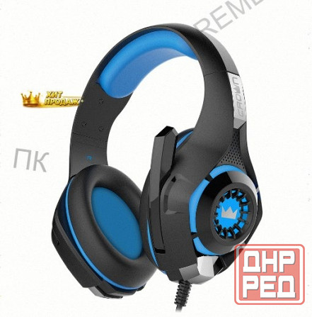 Игровые Наушники Проводные с Микрофоном Crown Micro Cmgh-101t чёрный/синий - арт:8850 Макеевка - изображение 4