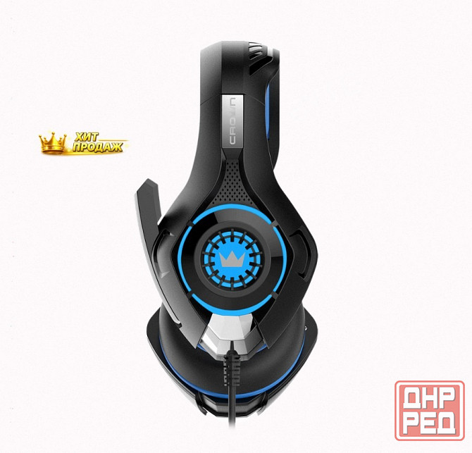 Игровые Наушники Проводные с Микрофоном Crown Micro Cmgh-101t чёрный/синий - арт:8850 Макеевка - изображение 3