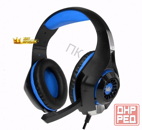 Игровые Наушники Проводные с Микрофоном Crown Micro Cmgh-101t чёрный/синий - арт:8850 Макеевка - изображение 1