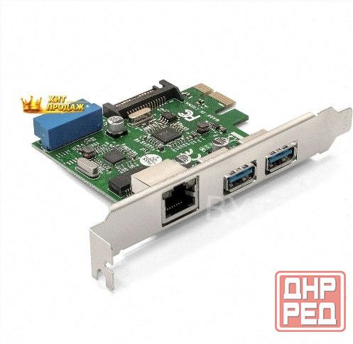 Контроллер Сетевой Exegate ex290278rus Exe-362 Pci-e x1 v2.0, 2*usb3.0 Ext. + 1* - арт:1813 Макеевка - изображение 1