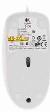 Мышь Проводная Logitech b100 910-003360, 800dpi, Белый - арт:6982 Донецк