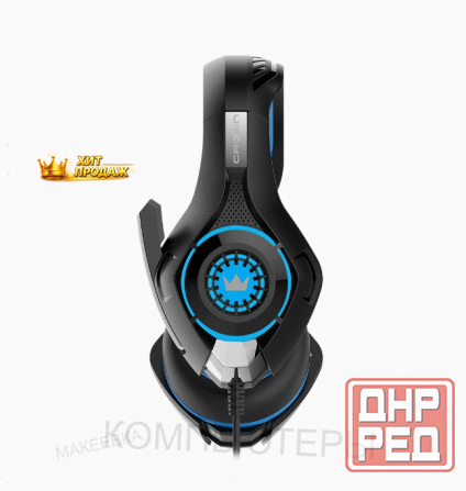 Игровые Наушники Проводные с Микрофоном Crown Micro Cmgh-101t чёрный/синий - арт:4465 Донецк - изображение 2