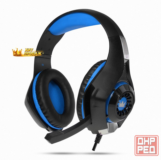Игровые Наушники Проводные с Микрофоном Crown Micro Cmgh-101t чёрный/синий - арт:4465 Донецк - изображение 1