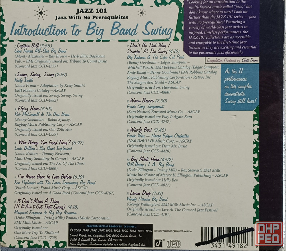 CD диск Jazz 101 - Introduction To Big Band Swing - Донецк - изображение 2