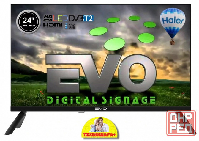 24" тв EVO TV 24 Basic. ТюнерТ2|USB|Спутник|HDMi|Безрамочный Донецк - изображение 1