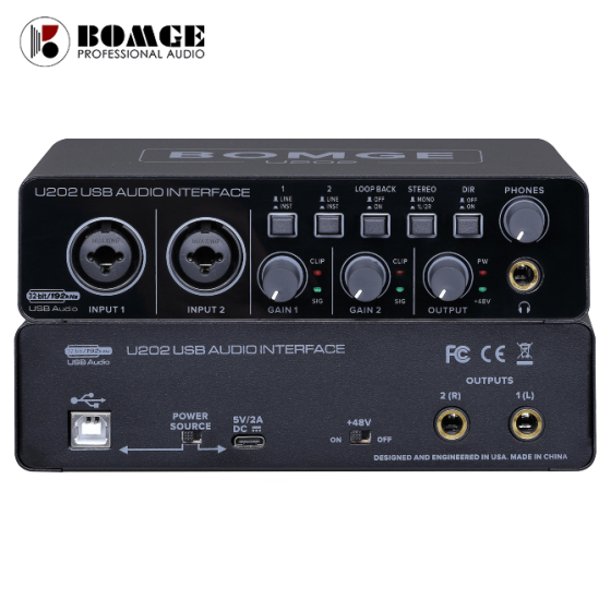 Звуковая карта BOMGE U202, USB, студийная, аудиоинтерфейс, внешняя Донецк