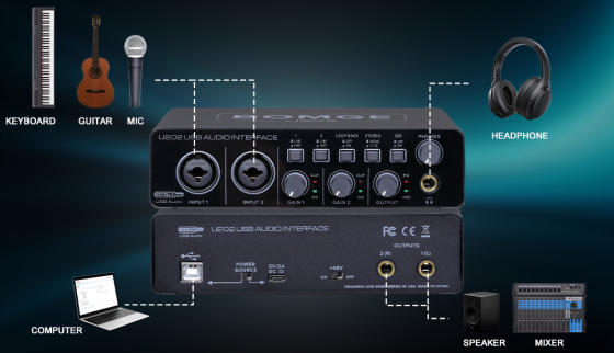Звуковая карта BOMGE U202, USB, студийная, аудиоинтерфейс, внешняя Донецк