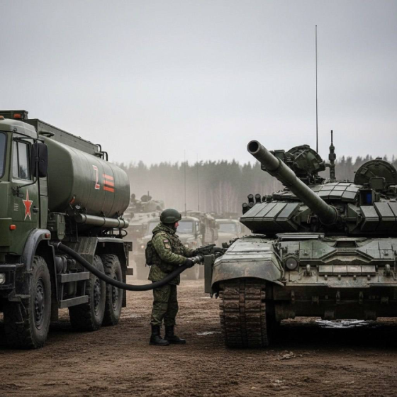 Топливозаправщик на полигон Дружба Донецк