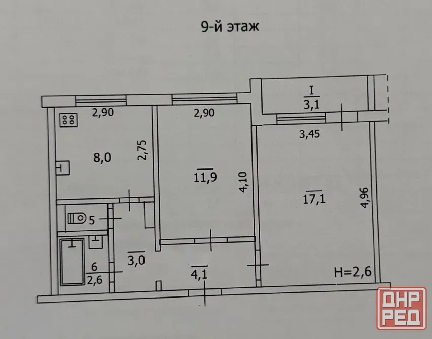 Продам 2-х комн. кв., 9/9 эт., 50 м.кв. - Макеевка, ул. Лебедева, Горняцкий р-н Макеевка - изображение 9