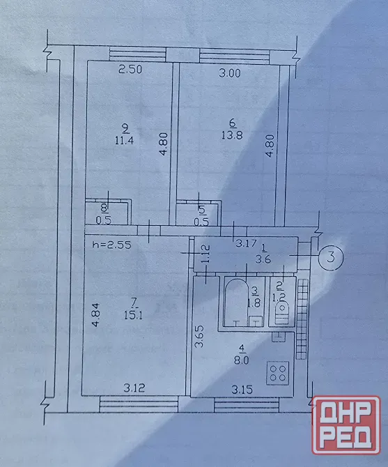 3-комн. 56 м², 1/5 эт., ул. Дудинская, Пролетарский р-н, Донецк Донецк - изображение 2