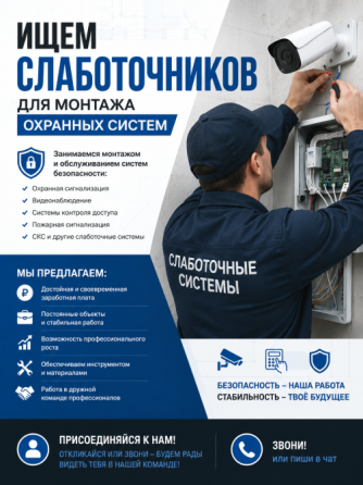 Требуются слаботочники для монтажа охранных систем Донецк