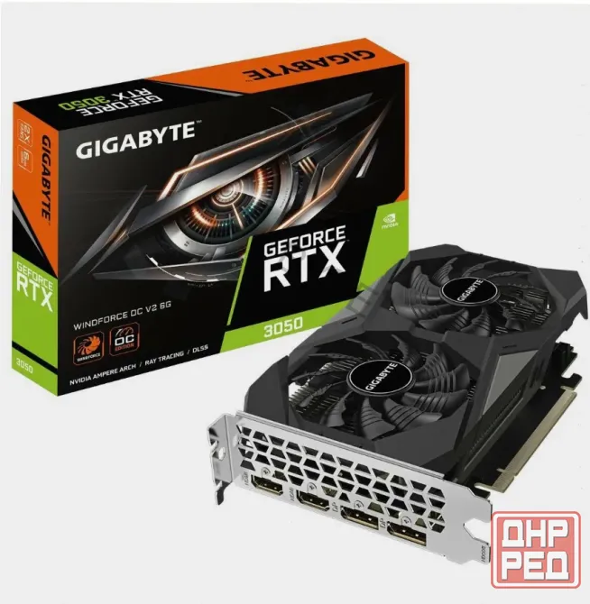 Видеокарта Gigabyte Rtx3050 Windforce oc v2 6gb Gddr6 96bit 2xdp 2xhdmi 2fan Rtl - арт:5855 Макеевка - изображение 1