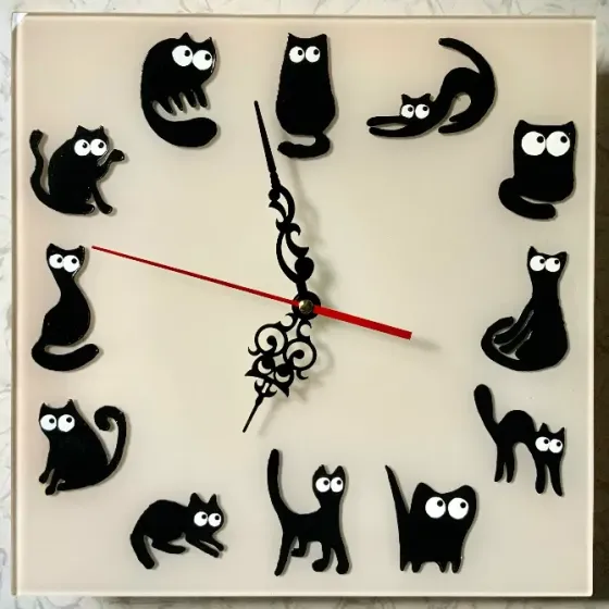 Часы "Кошкин дом", 30 на 30 см двух разных цветов Донецк