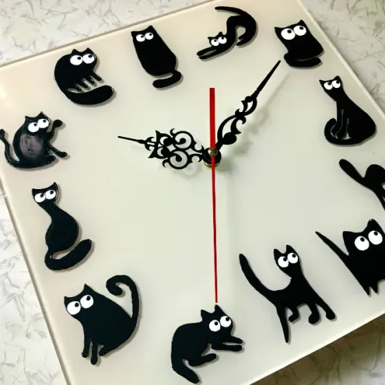 Часы "Кошкин дом", 30 на 30 см двух разных цветов Донецк