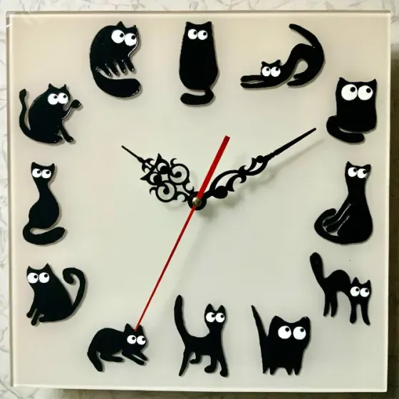 Часы "Кошкин дом", 30 на 30 см двух разных цветов Донецк
