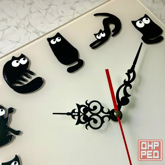 Часы "Кошкин дом", 30 на 30 см двух разных цветов Донецк - изображение 3