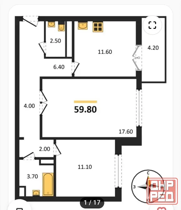 2-к квартира, 59 м2, 4 эт. Мариуполь - изображение 8