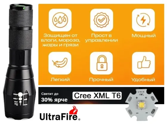 Фонарь тактический Ultra Fire Донецк