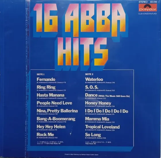 Виниловая пластинка LP 16 ABBA Hits - Донецк