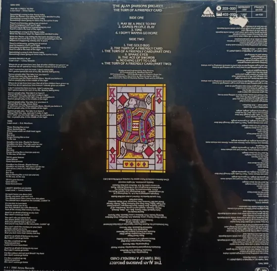 Виниловая пластинка LP "The Alan Parsons Project" -"The Turn Of A Friendly Card" Донецк