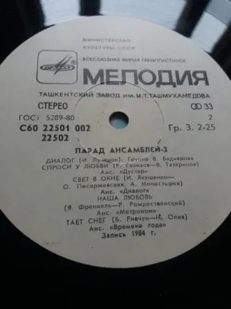Продам грампластинку "парад ансамблей-3" Донецк