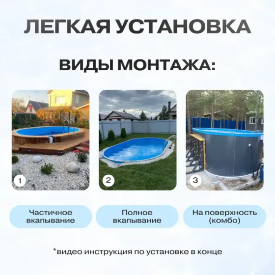 Овальный бассейн лагуна 3 × 2 × 1,25 м и 1,50 м Донецк Донецк