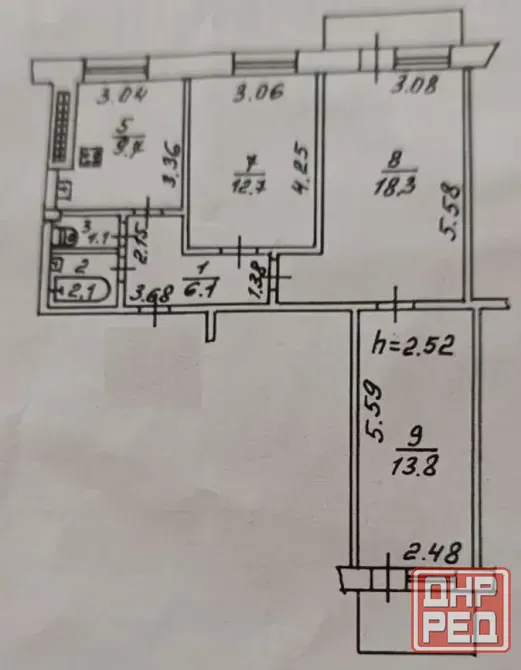 3-к. квартира, 66,3 м², 6/9 эт. Цирк. От собственника! Донецк - изображение 10