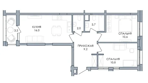 2-комнатная квартира от застройщика Мариуполь