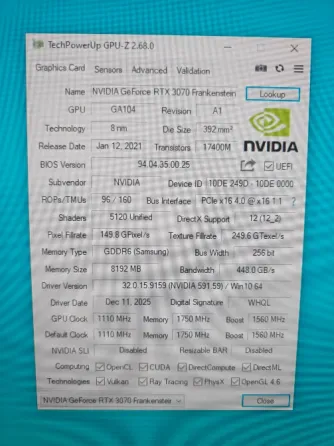 Видеокарта RTX 3070m Донецк