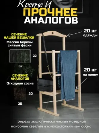 Вешалка напольная для одежды деревянная Донецк