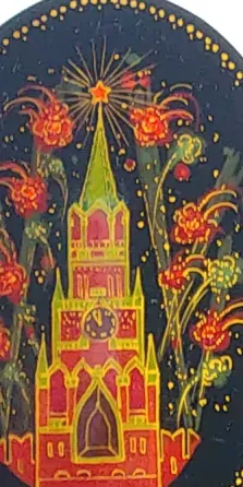 Шкатулка лаковая. Холуй. Салют. Москва. Кремль. Донецк