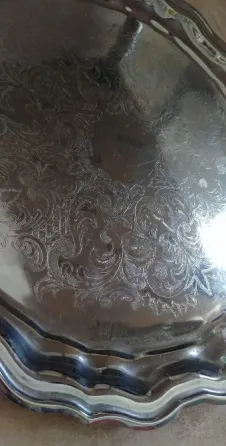 Поднос хромированный с красивым узором - гравировкой (Кольчугино,ссср) Донецк