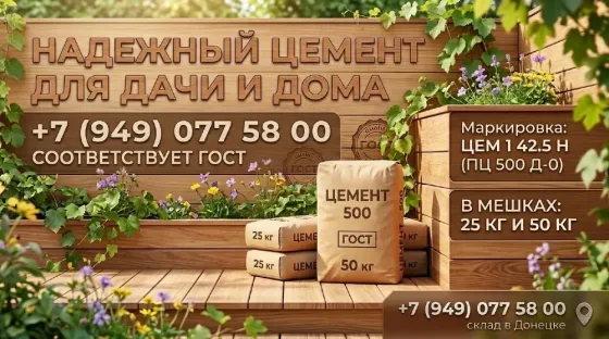 Цемент пятисотая марка по 25 и по 50 кг в Донецке опт и розница Донецк