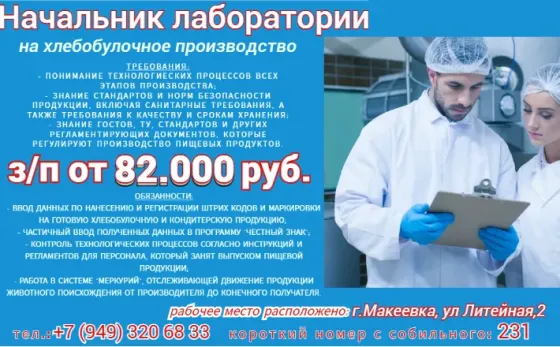 Начальник лаборатории Макеевка