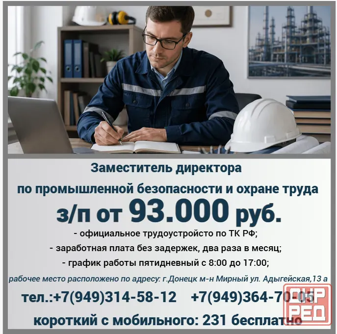 Заместитель директора по промышленной безопасности и охране труда Донецк - изображение 1