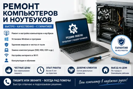Ремонт компьютеров и ноутбуков / Выезд на дом / Настройка и оптимизация Донецк