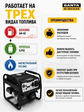 Генератор гибридный газ-бензин Макеевка