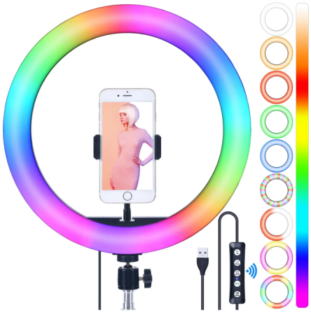 Кольцевая лампа RGB, 26 см. + Штатив-тренога и держатель для телефона Донецк