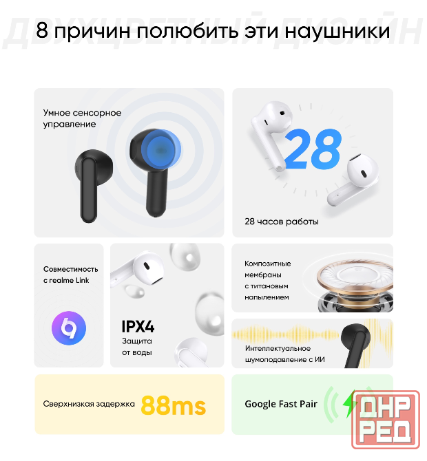 Наушники Realme Buds T01, TWS, беспроводные, Bluetooth Донецк - изображение 6